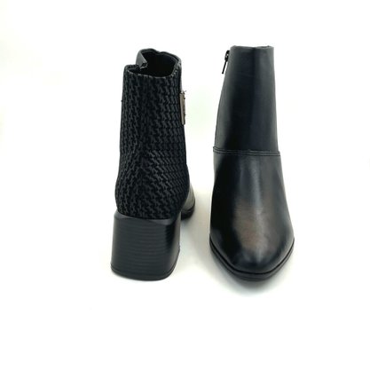 Bota Comfortflex Salto Bloco Couro Preta 2298301
