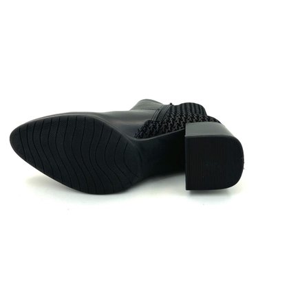 Bota Comfortflex Salto Bloco Couro Preta 2298301