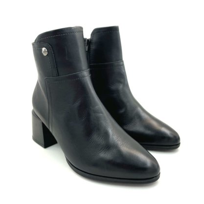 Bota Comfortflex Salto Bloco Couro Preta 2298302