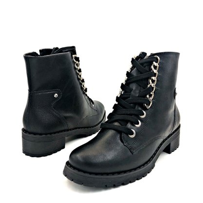 Bota Coturno Bebecê Preto Salto Baixo Tratorado 2314296