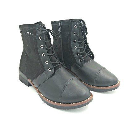 Bota Coturno Piccadilly Cadarço Preta Cano Curto 734002