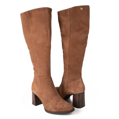 Bota Dakota Camurça Castanho D2383 Cano Longo Salto Bloco