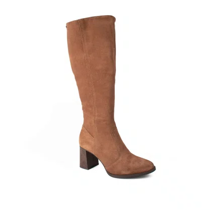 Bota Dakota Camurça Castanho D2383 Cano Longo Salto Bloco