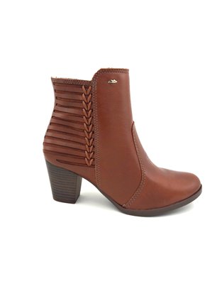 Bota Dakota Cano Curto Salto Médio Couro Natural B9912
