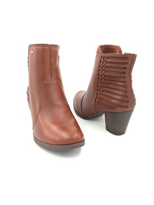Bota Dakota Cano Curto Salto Médio Couro Natural B9912