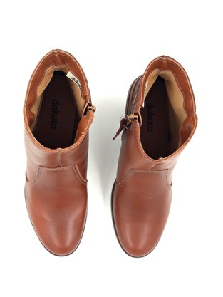 Bota Dakota Cano Curto Salto Médio Couro Natural B9912