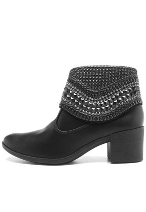 Bota Dakota Preta Cano Curto Solto Grosso G0711 Strass