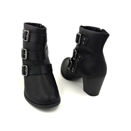 Bota Dakota Preta Fivelas Cano Curto Salto Médio G0201