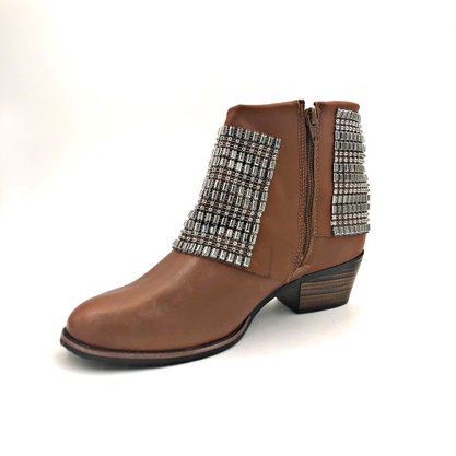 Bota Feminina Tanara Couro Caramelo Cano Curto 0306
