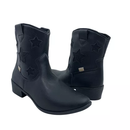 Bota Kidy Menina Western Country com Brilho Preta 3120013