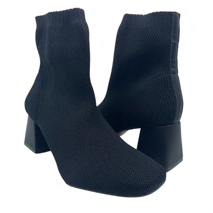 Bota Knit Bebecê Preta Salto Confortável Tipo Meia 4414262
