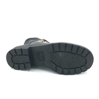 Bota Menina Coturno Preta Pink Cats Zíper 0931
