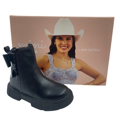 Bota Mini Sua Cia Baby Tratorada com Laço Preta 688