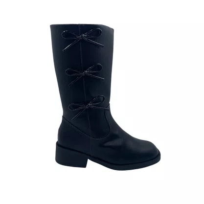 Bota Mini Sua Cia Preta 52227 Cano Longo Laço Infantil