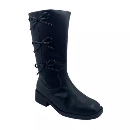 Bota Mini Sua Cia Preta 52227 Cano Longo Laço Infantil