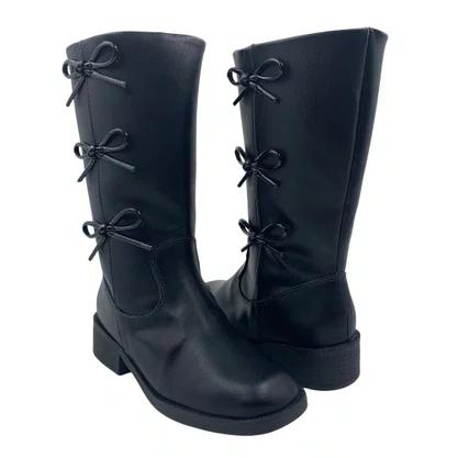 Bota Mini Sua Cia Preta 52227 Cano Longo Laço Infantil