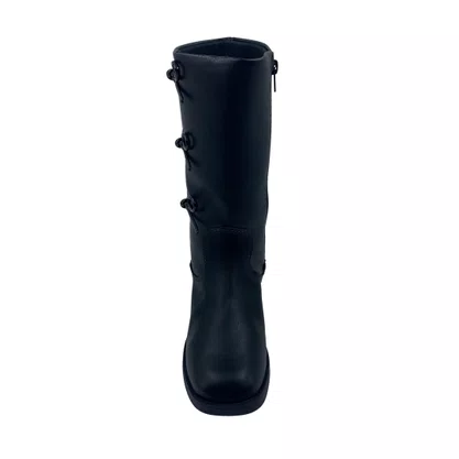 Bota Mini Sua Cia Preta 52227 Cano Longo Laço Infantil