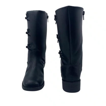 Bota Mini Sua Cia Preta 52227 Cano Longo Laço Infantil