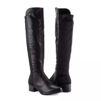 Bota Mississipi Cano Longo Salto Bloco Preta 123