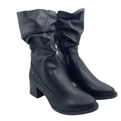 Bota Mississipi Slouch Salto Bloco Cano Médio Preta 502