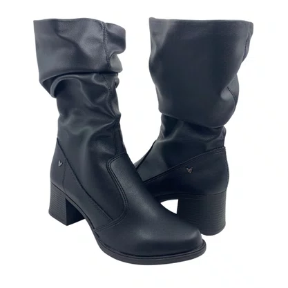 Bota Mississipi Slouch Salto Bloco Cano Médio Preta 502