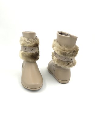 Bota Pampili Menina Caqui Com Pelo 367.117