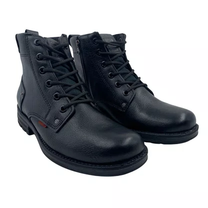 Bota Pegada Coturno Masculina Couro Preta 181305