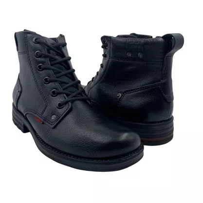 Bota Pegada Coturno Masculina Couro Preta 181305