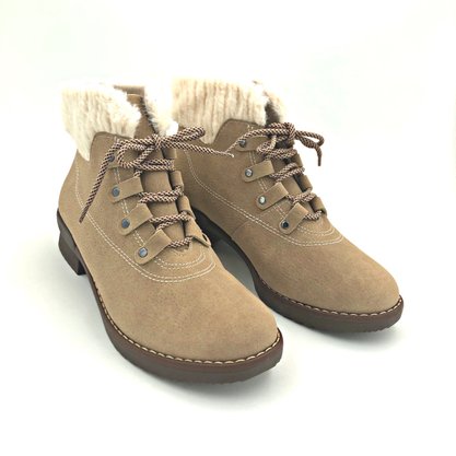 Bota Piccadilly Nobuck Bege Com Pelo 734012
