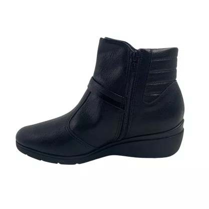 Bota Piccadilly Preta 117136 Cano Curto Anabela Térmica