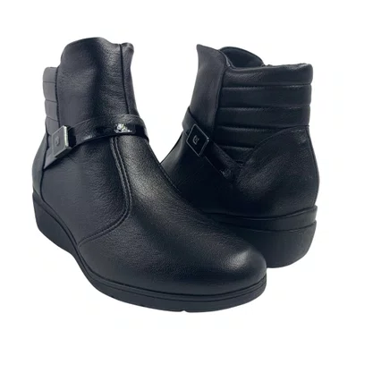 Bota Piccadilly Preta 117136 Cano Curto Anabela Térmica