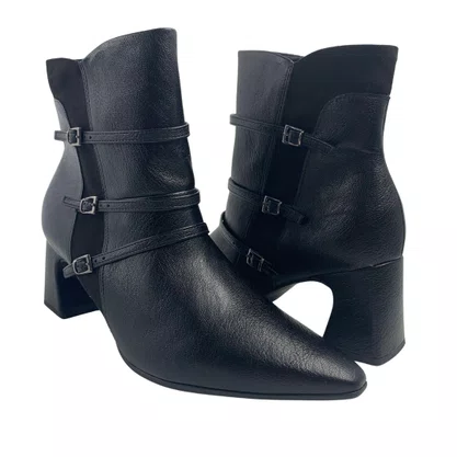 Bota Piccadilly Preta 764030 Cano Curto Salto Bloco