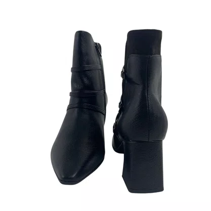 Bota Piccadilly Preta 764030 Cano Curto Salto Bloco
