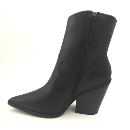 Bota Ramarim Country Preta Salto Grosso Bico Fino