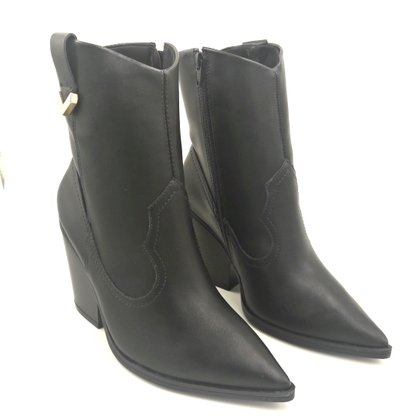Bota Ramarim Country Preta Salto Grosso Bico Fino