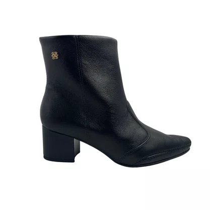 Bota Ramarim Couro Preta 2657101 Cano Curto Bico Fino