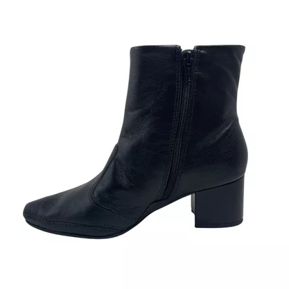Bota Ramarim Couro Preta 2657101 Cano Curto Bico Fino