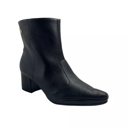 Bota Ramarim Couro Preta 2657101 Cano Curto Bico Fino