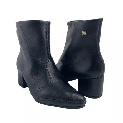 Bota Ramarim Couro Preta 2657101 Cano Curto Bico Fino