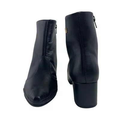 Bota Ramarim Couro Preta 2657101 Cano Curto Bico Fino