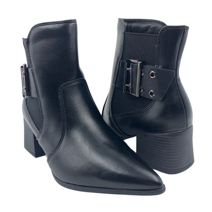 Bota Ramarim Salto Bloco Bico Fino Preta 2559132