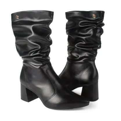 Bota Slouch Dakota Preta D2753 Cano Longo Salto Bloco