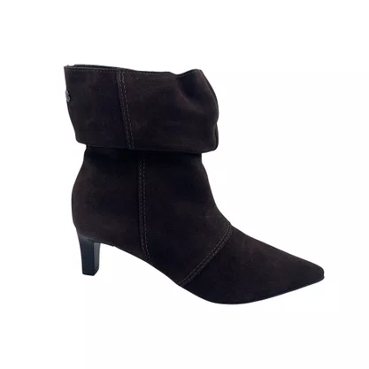 Bota Slouchy Couro Camurça Bottero Marrom 378302 Salto Baixo