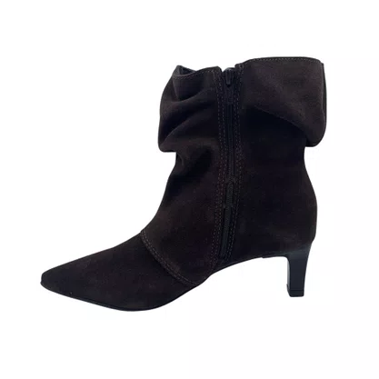 Bota Slouchy Couro Camurça Bottero Marrom 378302 Salto Baixo