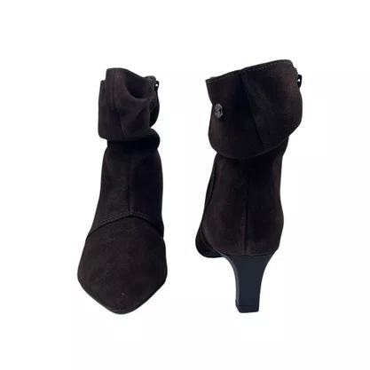 Bota Slouchy Couro Camurça Bottero Marrom 378302 Salto Baixo