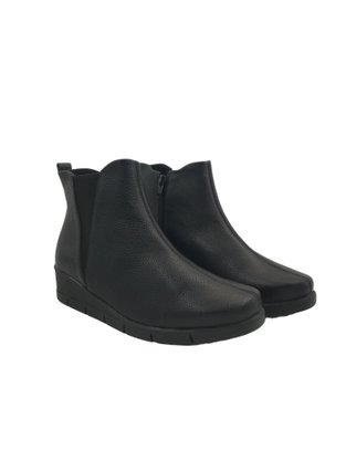 Bota Usaflex em Couro Preta Anabela 0520