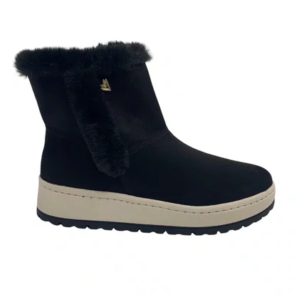 Bota Via Marte Preta 25900709 Cano Curto Camurça Pelo