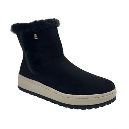 Bota Via Marte Preta 25900709 Cano Curto Camurça Pelo