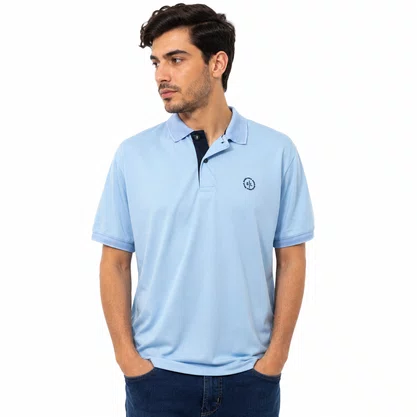 Camisa Polo Masculina Sallo Slim Fit Azul Claro 4711