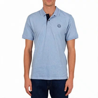 Camisa Polo Masculina Sallo Slim Fit Azul Claro 4711